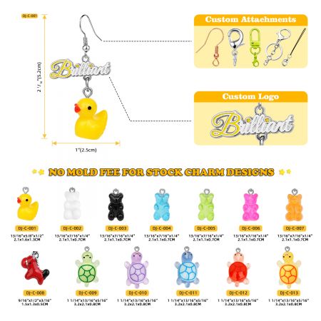 Custom Pendant Charms - Custom Logo Anas Charm Auriculas